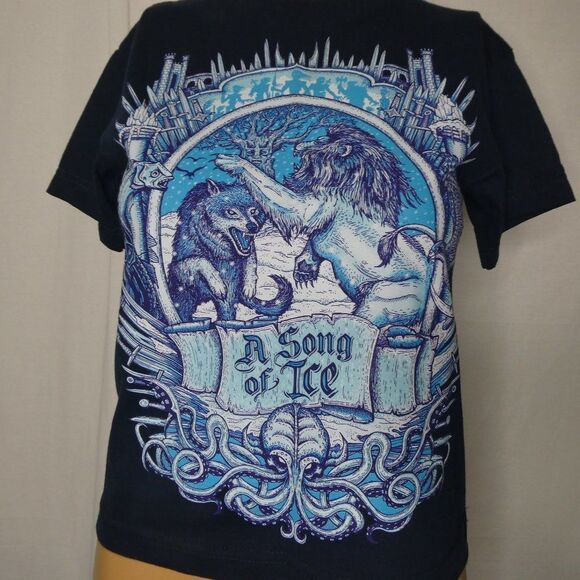 Teefury A Song of Ice Game of Thrones T Shirt Tee Kids Medium Navy Lannister - Picture 1 of 7